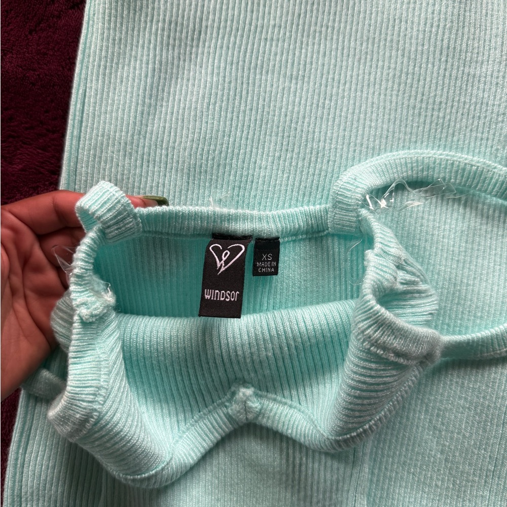 Windsor Light Green Ribbed Knit Dress